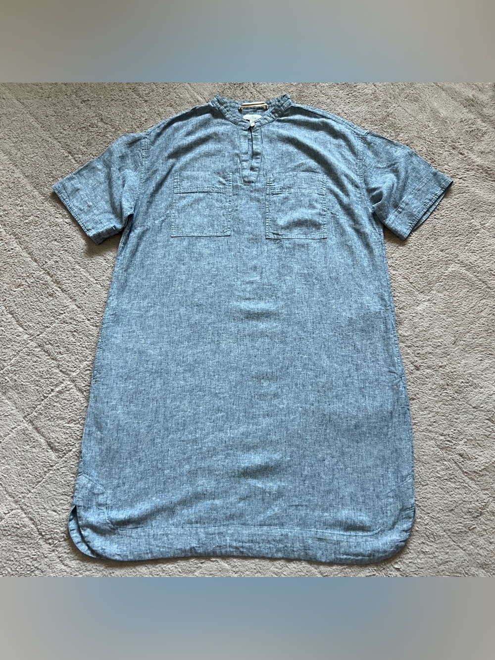 L.L. Bean Signature Linen Blend Shift Dress Minimalist Preppy Quiet Luxury Sz L